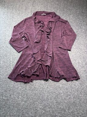 Jaipur Plum Ruffled Open-Front Cardigan